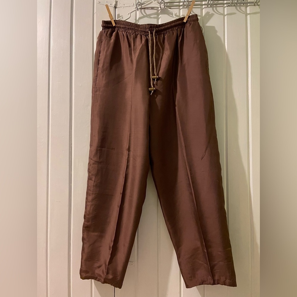 Robert Graham Chocolate Brown Satin Jogger Pants